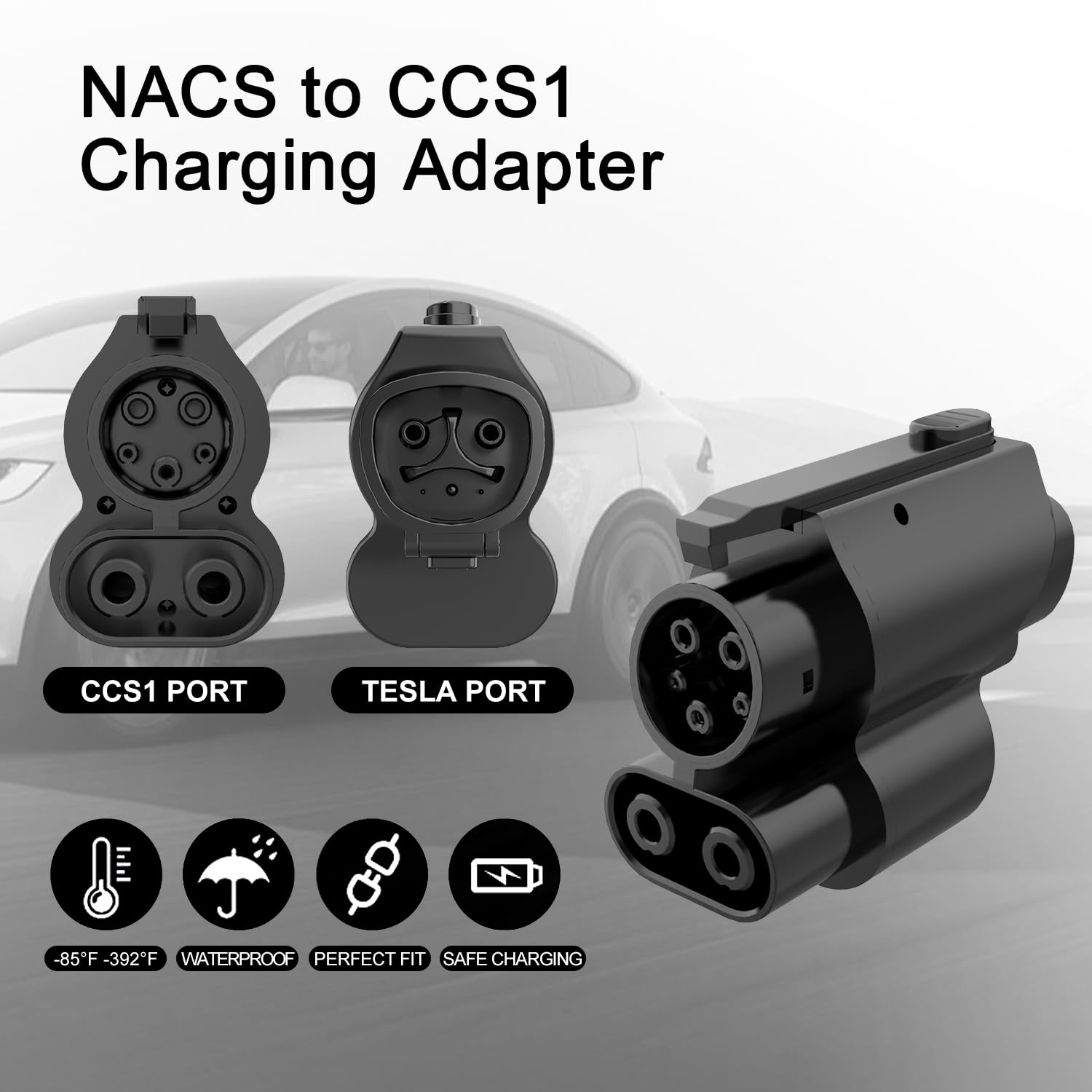 EVCONN Tesla Supercharger (NACS) to CCS1 Adapter | Vortex Plug | 500A | 1000V - EVCONN